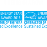 Award logos showcasing ENERGY STAR and Contractor of the Year recognitions for multiple years.