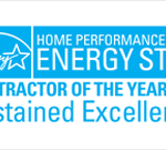 Logo of Home Performance Energy Star Contractor of the Year for Sustained Excellence.